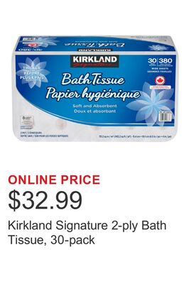 Kirkland Signature 2-ply Bath Tissue, 30-pack