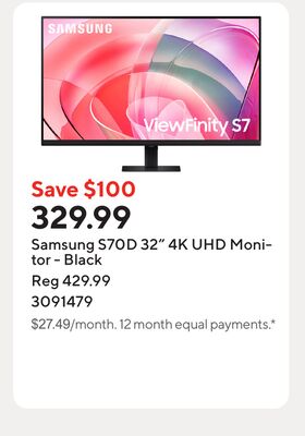 Samsung S70D 32" 4K UHD Monitor - Black