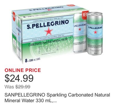 SANPELLEGRINO Sparkling Carbonated Natural Mineral Water 330 mL, 24-pack