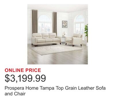 Prospera Home Tampa Top Grain Leather Sofa and Chair