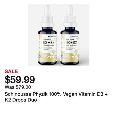 Schinoussa Phyzik 100% Vegan Vitamin D3 + K2 Drops Duo