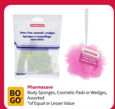 Pharmasave Body Sponges, Cosmetic Pads or Wedges