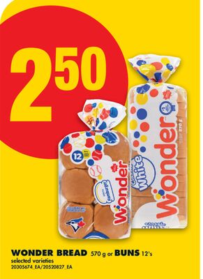 WONDER BREAD 570 g or BUNS 12' s