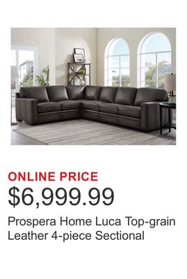 Prospera Home Luca Top-grain Leather 4-piece Sectional