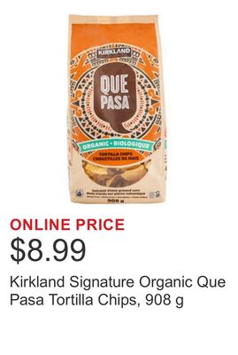 Kirkland Signature Organic Que Pasa Tortilla Chips, 908 g