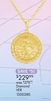 Diamond Saint Christopher Pendant in 18K Yellow Gold Vermeil