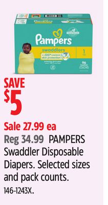 PAMPERS Swaddler Disposable Diapers.