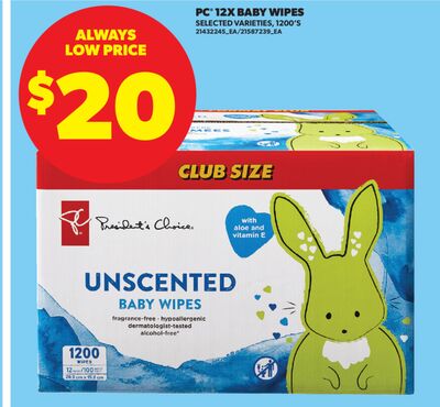 PC® 12X BABY WIPES, 1200' S