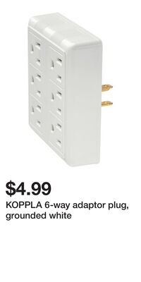 KOPPLA 6-way adaptor plug, grounded white