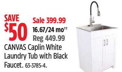 CANVAS Caplin White Laundry Tub with Black Faucet