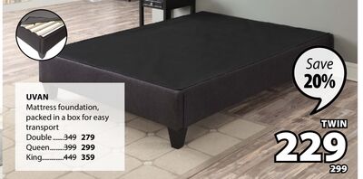 UVAN Mattress foundation, packed in a box for easy transport