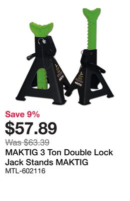 MAKTIG 3 Ton Double Lock Jack Stands