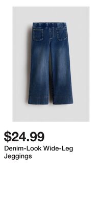 Denim-Look Wide-Leg Jeggings