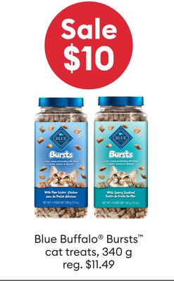 Sale $10 BLUE Buffalo Bursts® cat treats, 340 g