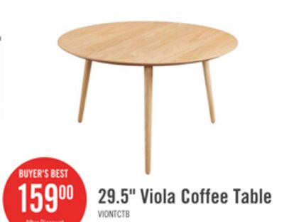 Viola 29.5" Modern Round Top Coffee Table – Natural Oak