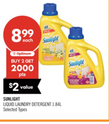 SUNLIGHT LIQUID LAUNDRY DETERGENT 1.84L