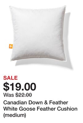 Canadian Down & Feather White Goose Feather Cushion (medium)