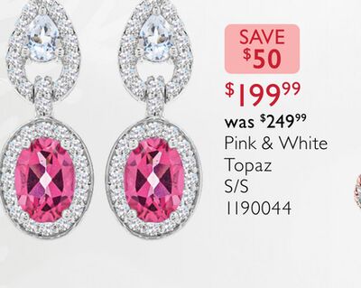 Sterling Silver Pink Topaz and White Topaz Dangle Earrings