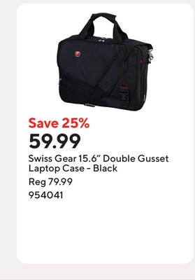 Swiss Gear 15.6" Double Gusset Laptop Case - Black