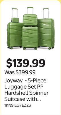 Joyway - 5-Piece Luggage Set PP Hardshell Spinner Suitcase with TSA Lock