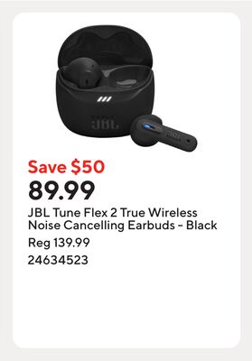 JBL Tune Flex 2 True Wireless Noise Cancelling Earbuds - Black