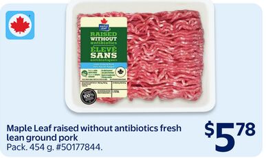 Maple Leaf raised without antibiotics fresh lean ground pork