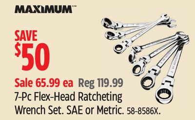 Maximum 7-Pc Flex-Head Ratcheting Wrench Set.
