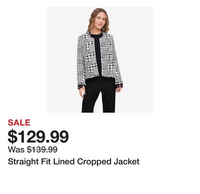 Straight Fit Lined Cropped Jacket