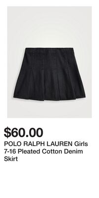 POLO RALPH LAUREN Girls 7-16 Pleated Cotton Denim Skirt