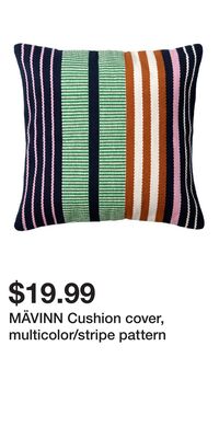 MÄVINN Cushion cover, multicolor/stripe pattern
