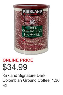 Kirkland Signature Dark Colombian Ground Coffee, 1.36 kg