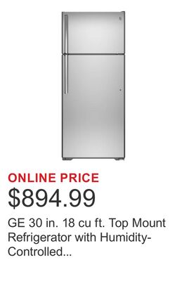 GE 30 in. 18 cu ft. Top Mount Refrigerator with Humidity-Controlled Drawers