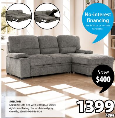 SHELTON sectional sofa bed with storage