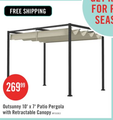 Outsunny 10' X 7' Patio Pergola With Retractable Canopy, Cream White