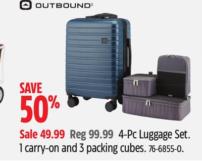 Outbound 4-Pc Luggage Set. 1 carry-on and 3 packing cubes