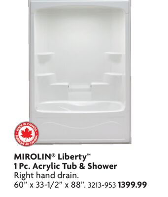 Liberty™ 1 Pc. Acrylic Tub & Shower
