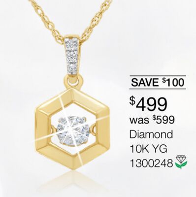 New Brilliance Lab Grown Dancing Diamond Pendant in 10K Yellow Gold