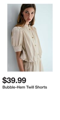 Bubble-Hem Twill Shorts