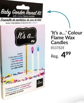 It's a… Colour Flame Wax Candles, Blue/Pink, 5.5-in, 2-pk, for Gender Reveal