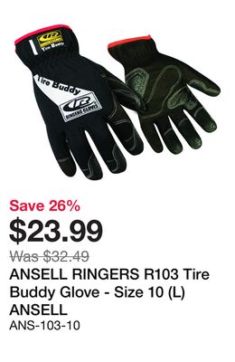 ANSELL RINGERS R103 Tire Buddy Glove - Size 10 (L)