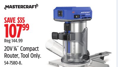 Mastercraft 20V 1⁄4˝ Compact Router, Tool Only.