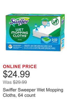 Swiffer Sweeper Wet Mopping Cloths, 64 count