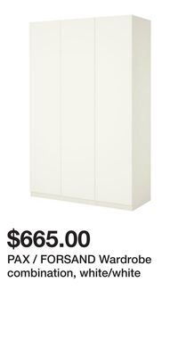 PAX / FORSAND Wardrobe combination, white/white