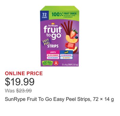 SunRype Fruit To Go Easy Peel Strips, 72 × 14 g