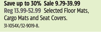 Selected Floor Mats, Cargo Mats and Seat Covers.