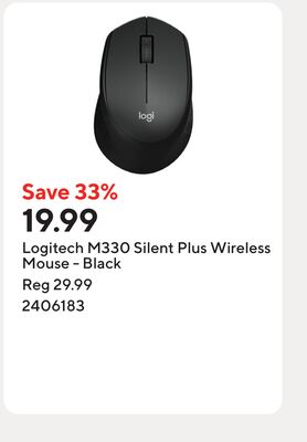 Logitech M330 Silent Plus Wireless Mouse - Black