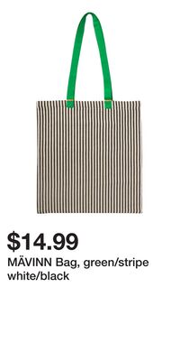 MÄVINN Bag, green/stripe white/black