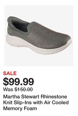 Martha Stewart Rhinestone Knit Slip-Ins with Air Cooled Memory Foam