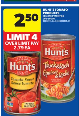 HUNT'S TOMATO PRODUCTS, 398-680 ML