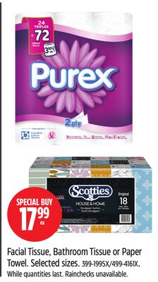 Scotties Facial Tissue, Bathroom Tissue or Paper Towel.